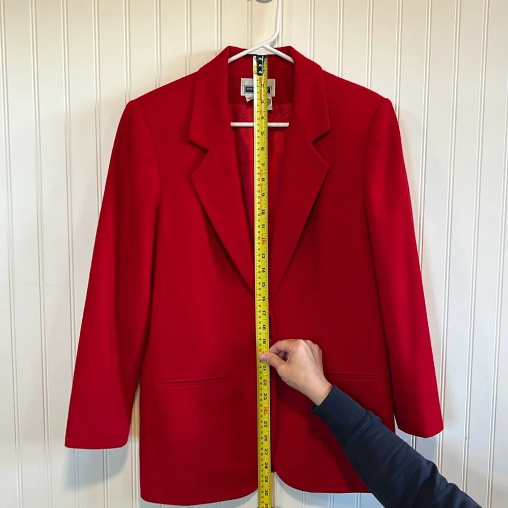 100% Wool Red Blazer Vintage Women's Prophecy Petite Christmas Holiday‎ - Picture 8 of 11